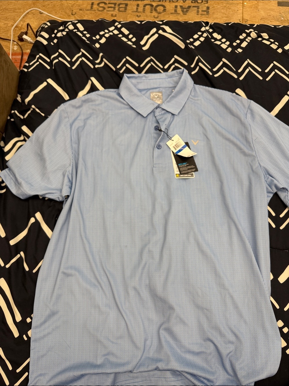 Callaway Light Blue Micro-Check Performance Polo
